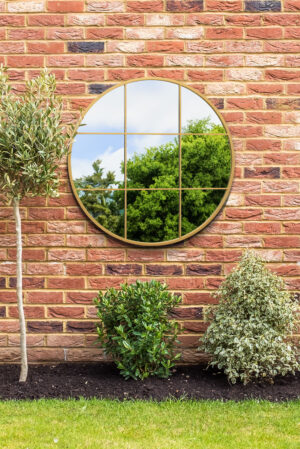 Gilded Circular Windowpane Grid Mirror - 100x100cm - Exmouth View1