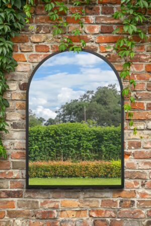 Sleek Satin-Black Industrial Cathedral Arch Mirror - 100x70cm - Somerton View1
