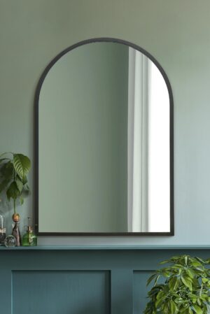 Sleek Satin-Black Industrial Cathedral Arch Mirror - 100x70cm - Somerton View2
