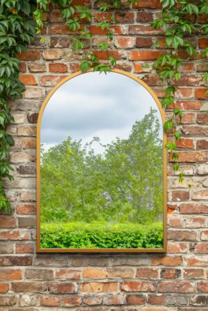 Slender Satin Gold Arch Garden Mirror - 100x70cm - Somerton View1