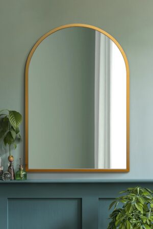Slender Satin Gold Arch Garden Mirror - 100x70cm - Somerton View2