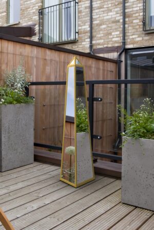 Gleaming Gold Obelisk Column Floor Mirror - 120x25cm - Hawkridge View1