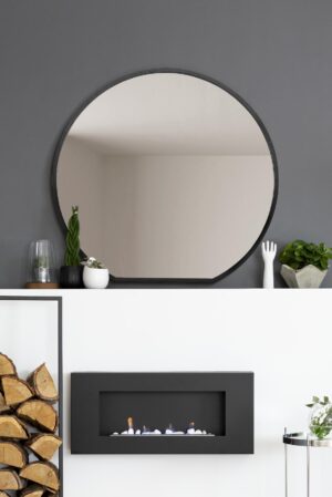 Flat-Bottomed Satin-Black Industrial Garden Mirror - 100x105cm - Tavistarc View2