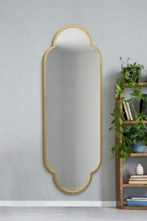 Slender Twin-Arch Gold Metal Full-Length Wall Mirror - 170x59cm - Stogursey View2