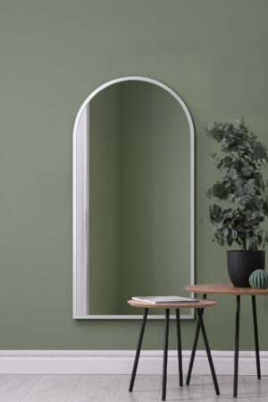Slender Snow-White Metal-Arch Outdoor Reflection Mirror - 140x70cm - Somerton View2