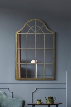 Arched Window Pane Mirror - 92x63cm - Wheddon View2