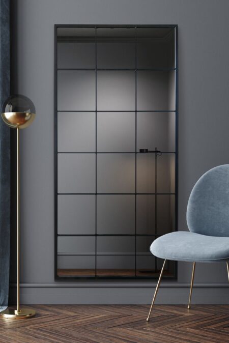 Industrial Full Length Window Mirror – 174×85cm – lifestyle room setting