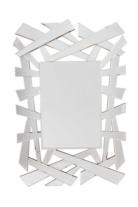 Large Abstract Mirror with Geometric Bevelled Frame – view 01