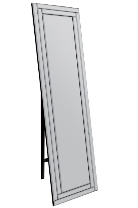 Free Standing Full Length Mirror Black Bevelled Frame – view 1