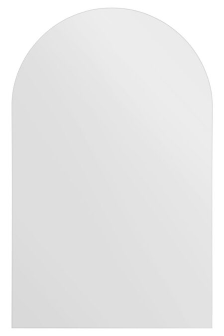 Frameless arched mirror shown from the front against a plain white background